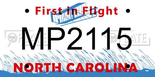 MP2115 North Carolina License Plate