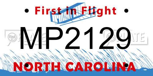 MP2129 North Carolina License Plate