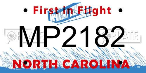 MP2182 North Carolina License Plate