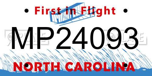 MP24093 North Carolina License Plate