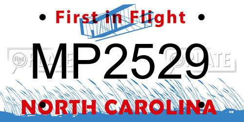 MP2529 North Carolina License Plate
