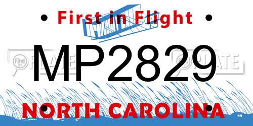 MP2829 North Carolina License Plate