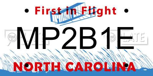 MP2B1E North Carolina License Plate