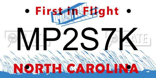 MP2S7K North Carolina License Plate