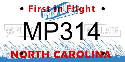 MP314 North Carolina License Plate