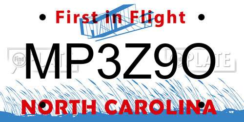 MP3Z9O North Carolina License Plate