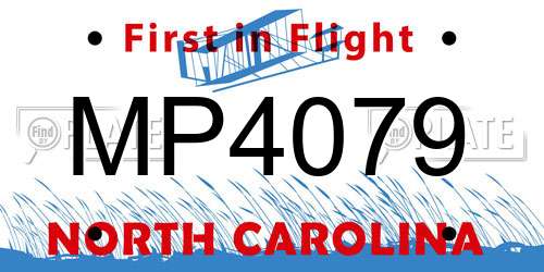 MP4079 North Carolina License Plate
