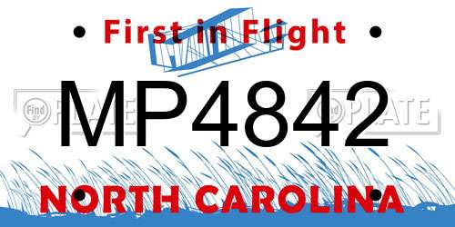 MP4842 North Carolina License Plate