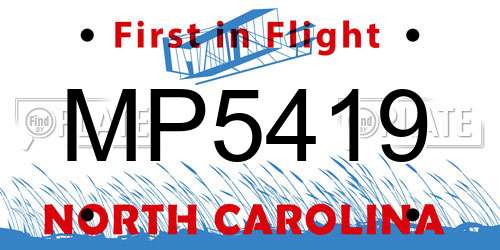 MP5419 North Carolina License Plate