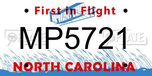 MP5721 North Carolina License Plate
