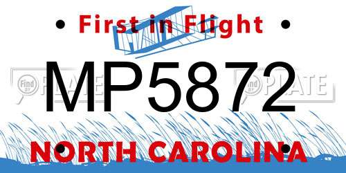 MP5872 North Carolina License Plate