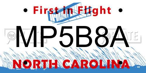 MP5B8A North Carolina License Plate
