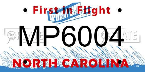 MP6004 North Carolina License Plate
