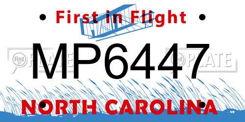 MP6447 North Carolina License Plate