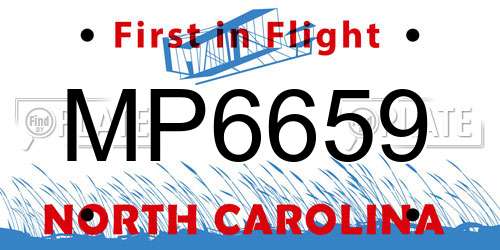 MP6659 North Carolina License Plate