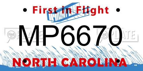 MP6670 North Carolina License Plate