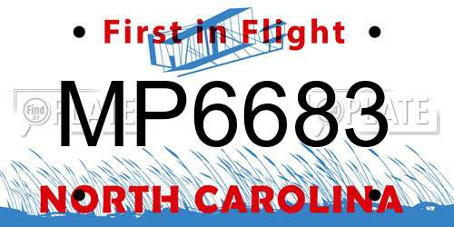 MP6683 North Carolina License Plate