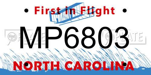 MP6803 North Carolina License Plate
