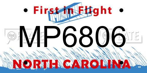MP6806 North Carolina License Plate