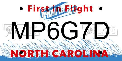 MP6G7D North Carolina License Plate