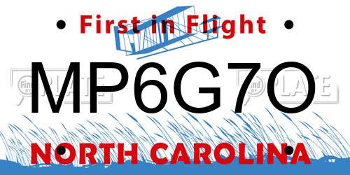 MP6G7O North Carolina License Plate
