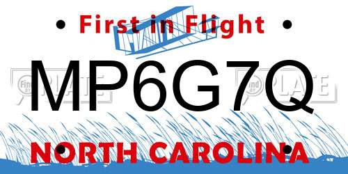 MP6G7Q North Carolina License Plate