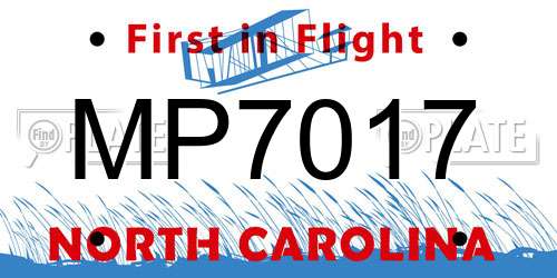 MP7017 North Carolina License Plate