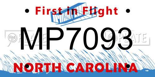 MP7093 North Carolina License Plate