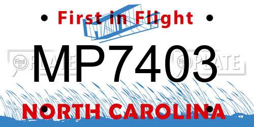 MP7403 North Carolina License Plate