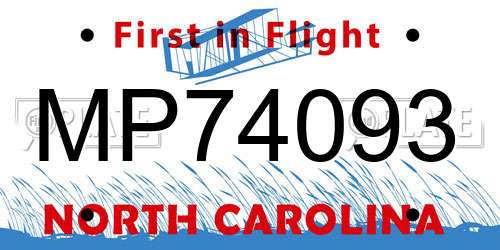 MP74093 North Carolina License Plate