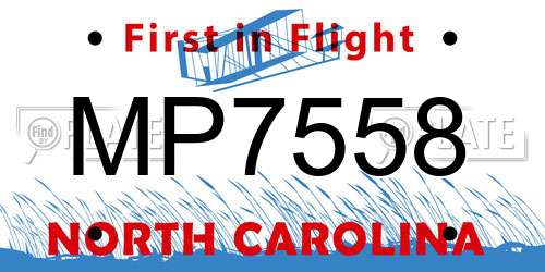MP7558 North Carolina License Plate