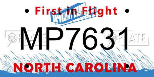MP7631 North Carolina License Plate