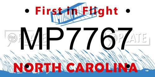 MP7767 North Carolina License Plate