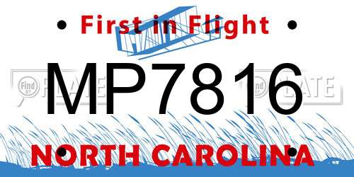 MP7816 North Carolina License Plate