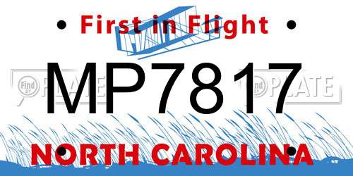 MP7817 North Carolina License Plate