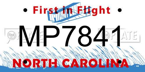 MP7841 North Carolina License Plate