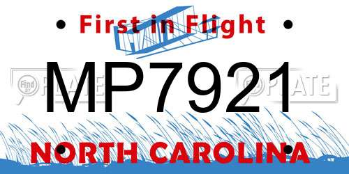 MP7921 North Carolina License Plate