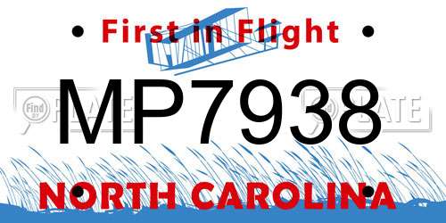 MP7938 North Carolina License Plate