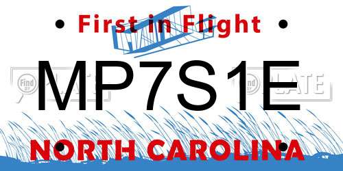 MP7S1E North Carolina License Plate