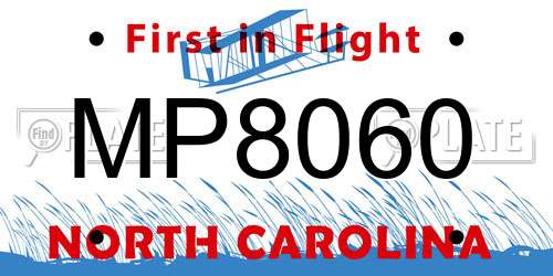 MP8060 North Carolina License Plate