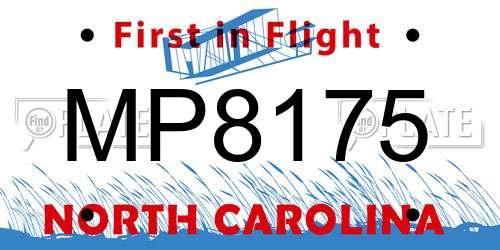 MP8175 North Carolina License Plate