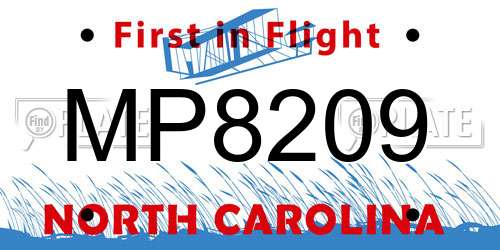 MP8209 North Carolina License Plate