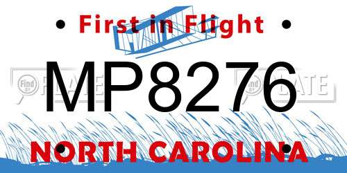 MP8276 North Carolina License Plate