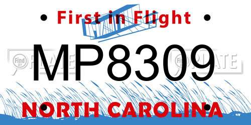 MP8309 North Carolina License Plate