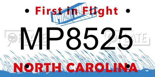 MP8525 North Carolina License Plate