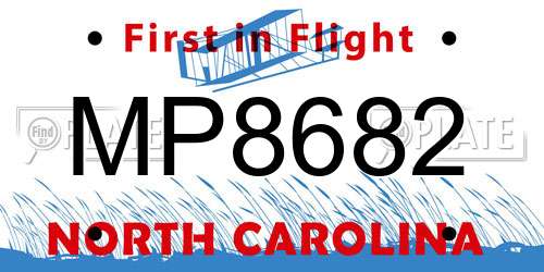 MP8682 North Carolina License Plate