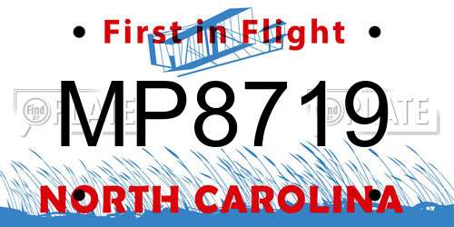 MP8719 North Carolina License Plate