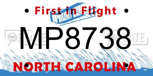 MP8738 North Carolina License Plate