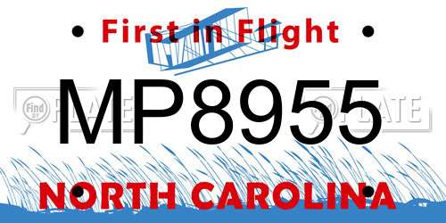 MP8955 North Carolina License Plate