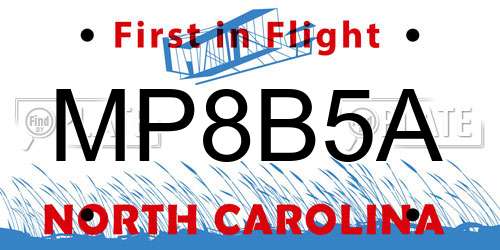 MP8B5A North Carolina License Plate